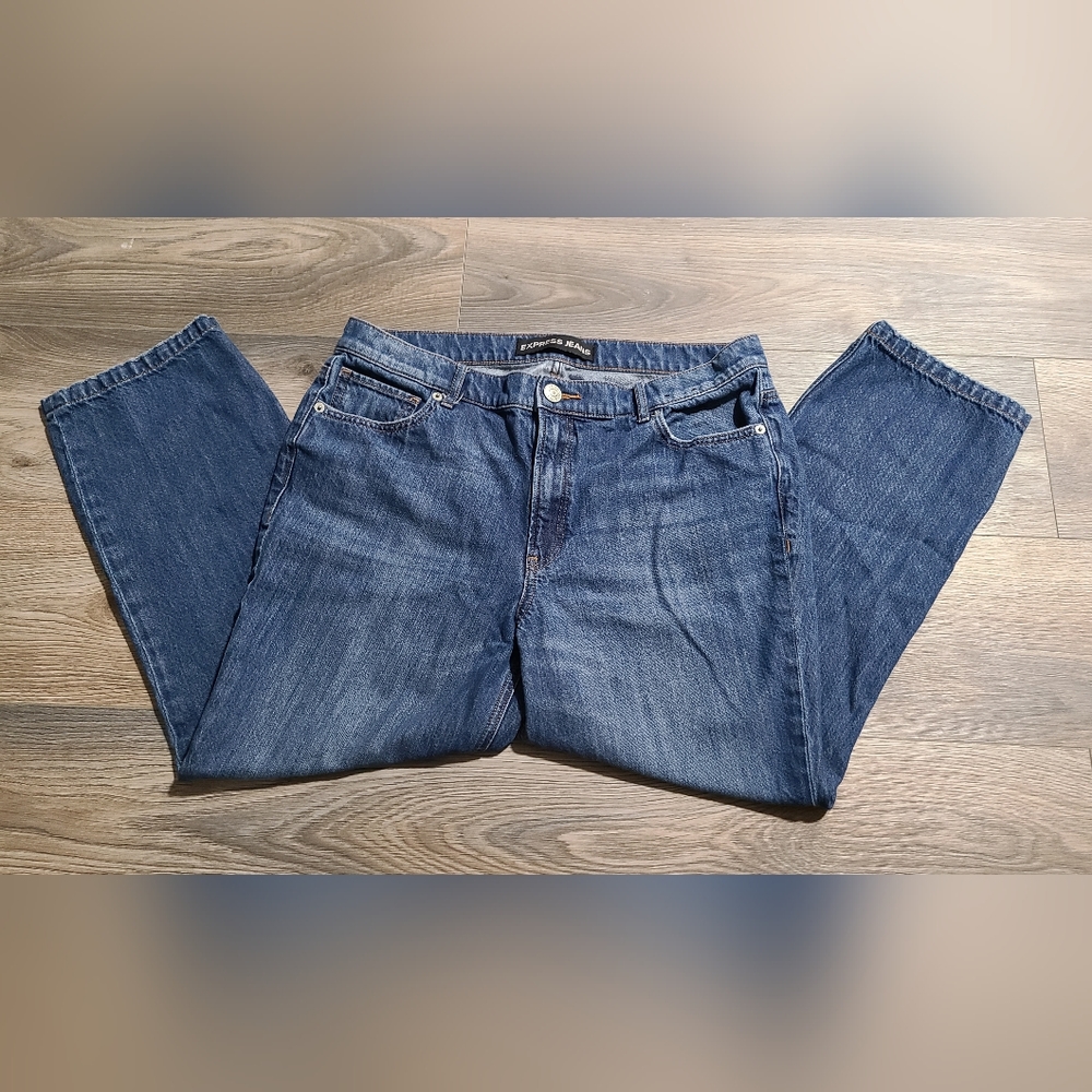Express Jeans straight crop high‎ rise size 12 blue jeans
